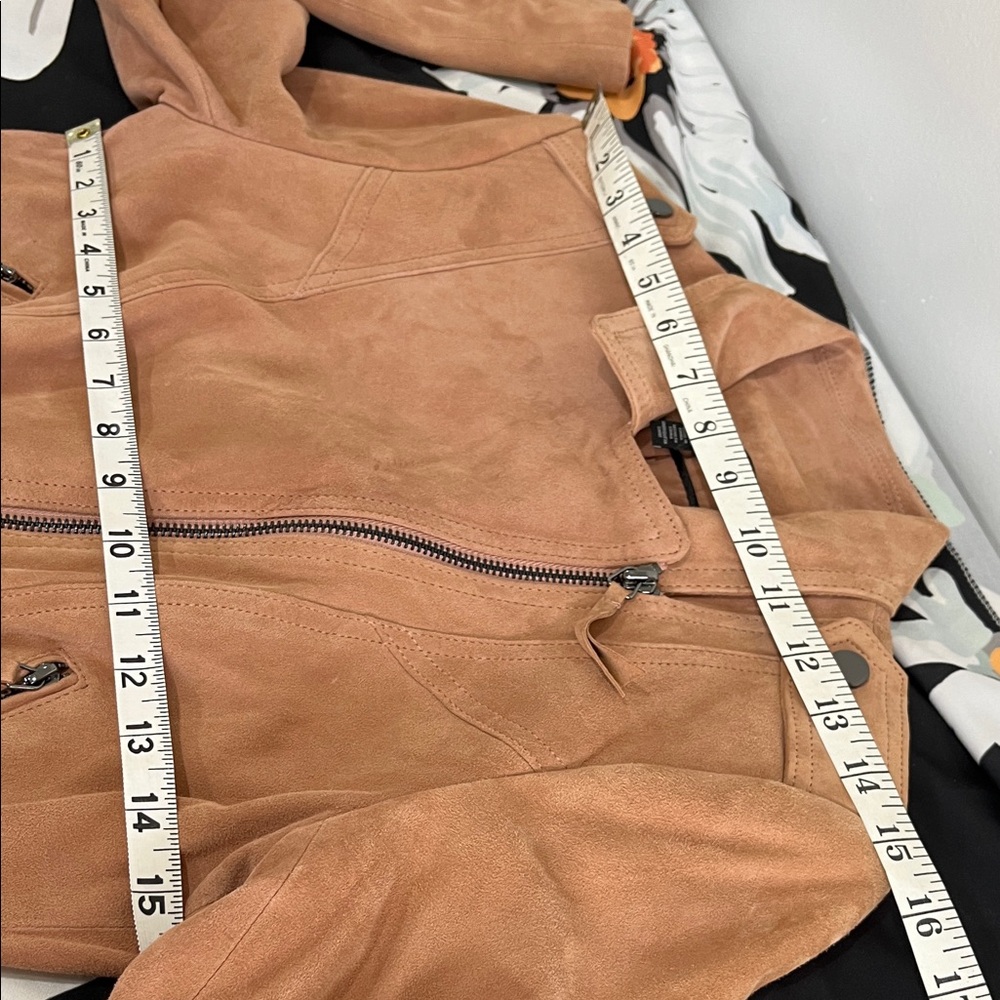 Genuine Leather White House Black Market Camel Suede Moto Jacket, Size XS - Picture 15 of 16
